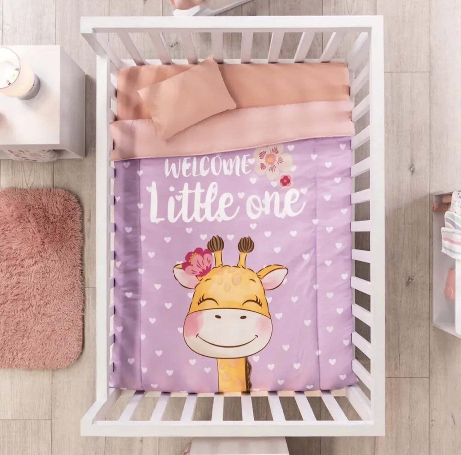 LITTLE GIRAFFE BABY GIRL CRIB BEDDING NURSERY SET 3 PCS