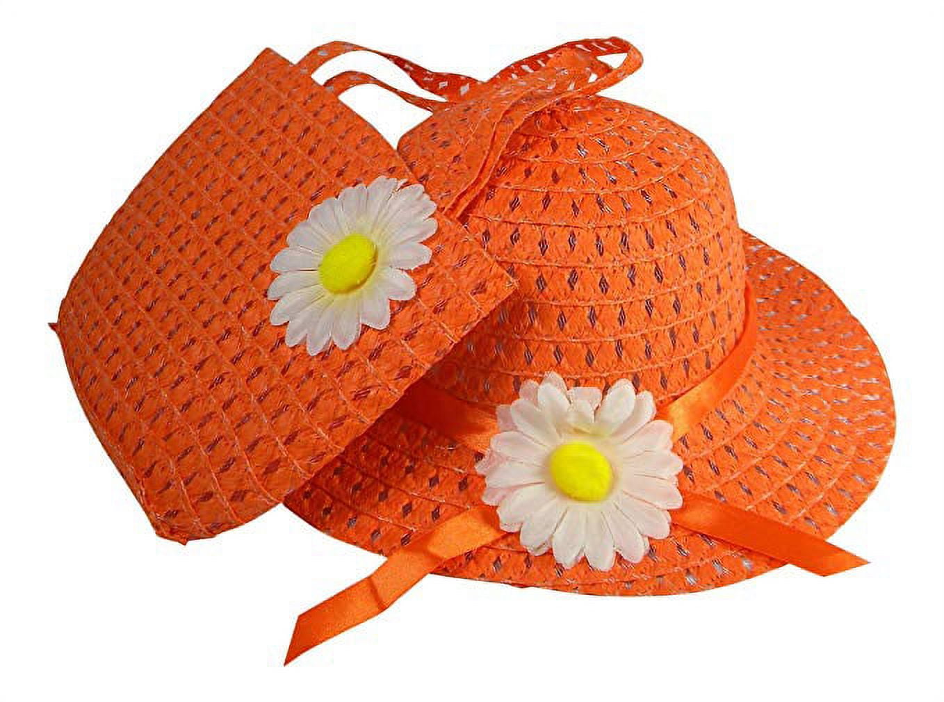 LITTLE GIRL'S TEA PARTY FAVOR DRESS UP HAT AND BAG SET Orange