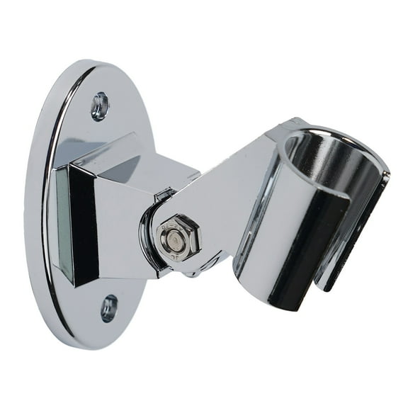 LITTLE HOME Adjustable Shower Head Bracket Fixed Base Wall Mount Holder Chrome Finish ABS Material Microphone Stand Universal Fitting for Large Small Diameter Hoses 7*5CM