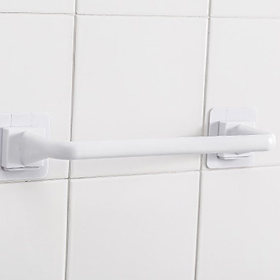 LITTLE HOME Bathroom Towel Bar 10.4inch, No Drill Stick On Towel Rack, Easy Install with Self-Adhesive, PP Material Against Corrosion and Rust(White)