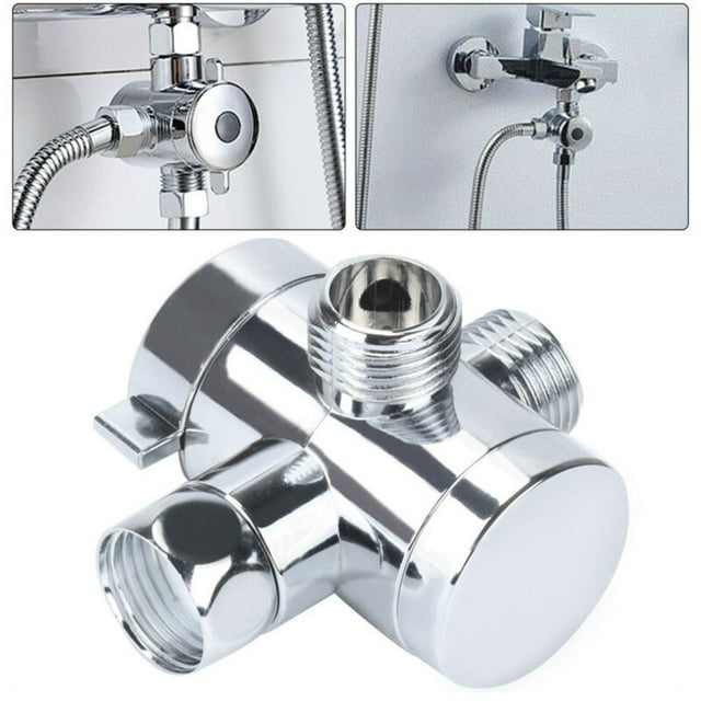 LITTLE HOME Chrome 3-Way T-Adapter Shower Head Diverter Valve 1/2\" BSP ...