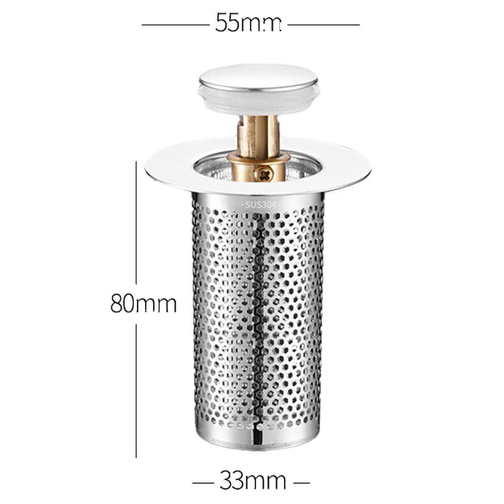 LITTLE HOME Innovative Pop-Up Drain Filter, Stainless Steel Hair ...