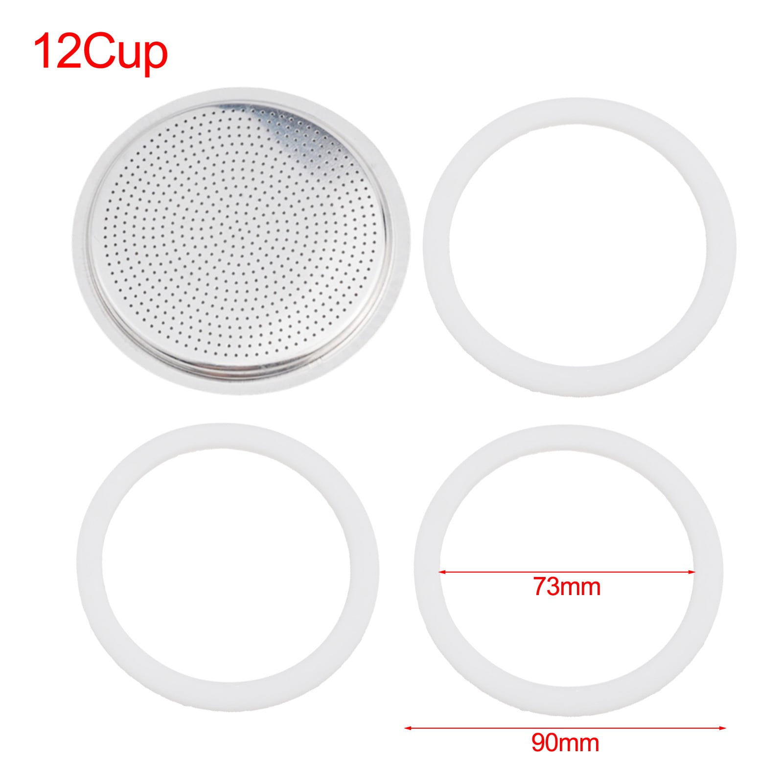 WESTCRAFT – 2 stuks siliconen afdichtingsringen/rubberen ring zeef/filter - vervanging voor espresso-koker met 1 2 3 of 6 kopjes (reserve ring (51 mm) zeef (46 mm) voor espressokoker met 1 kop