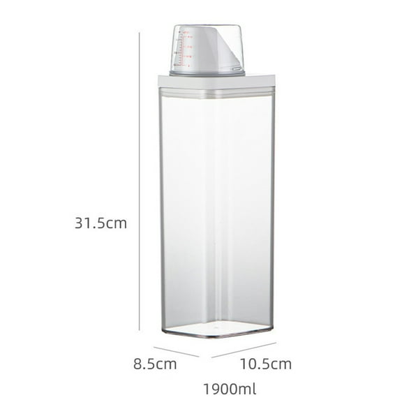 LITTLE HOME Plastic Laundry Detergent Storage Container with Lid, Airtight Soap Powder Dispenser, Transparent White, 700ml/1100ml/1500ml/1900ml, Home Organization & Cleaning Supplies
