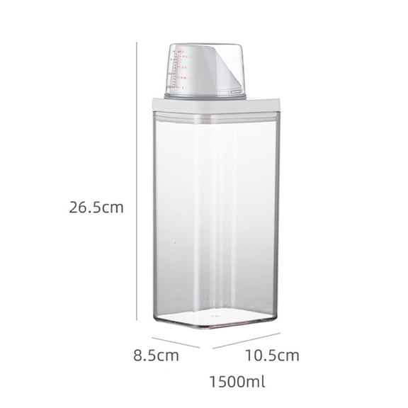 LITTLE HOME Plastic Laundry Detergent Storage Container with Lid, Airtight Soap Powder Dispenser, Transparent White, 700ml/1100ml/1500ml/1900ml, Home Organization & Cleaning Supplies