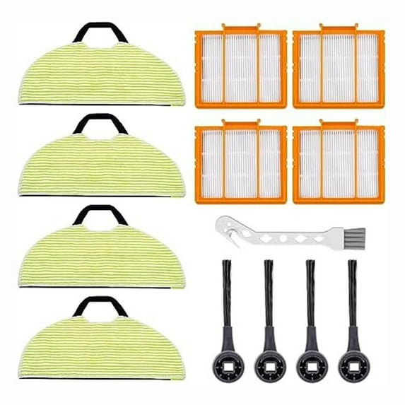 LITTLE HOME for Shark RV2410WD RV2610WD RV2610WA Robot Vacuum Cleaner Replacement Kit with 4 Filters, 4 Side Brushes, 4 Mop Pads, and 1 Small Brush for Enhanced Cleaning Performance