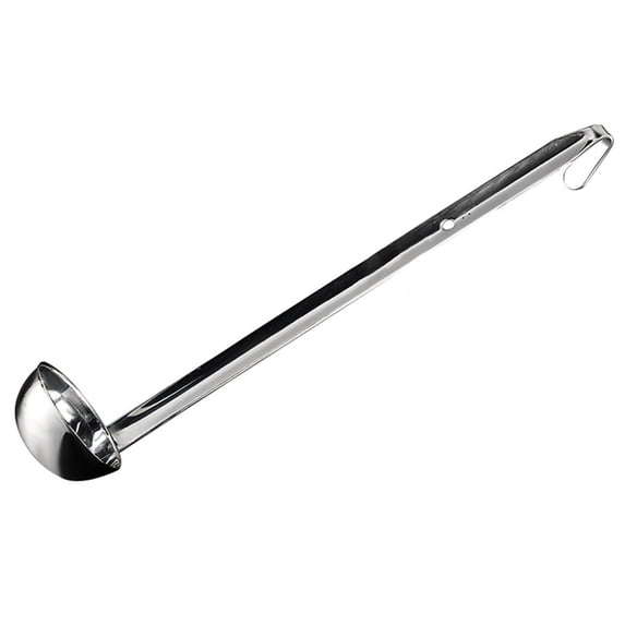 LITTLE HOME Stainless Steel Ladle with Long Handle for Cooking Soup Sauce, Kitchen Utensil with Capacity Indicator, for Durable and Easy to Clean, Silver, 60ml