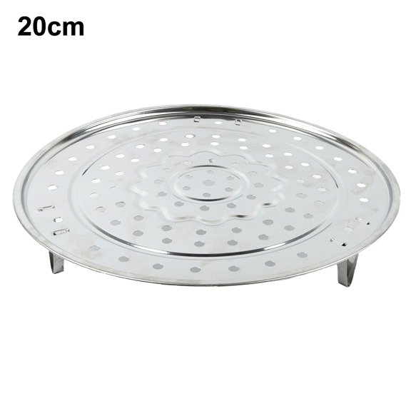 LITTLE HOME Stainless Steel Steamer Tray Rack with 3 Detachable Stands, Round Steam Cooking Plate for Pots and Pans, 18-30cm Diameter, Silver, Multipurpose Kitchen Utensil for Steaming and Roasting