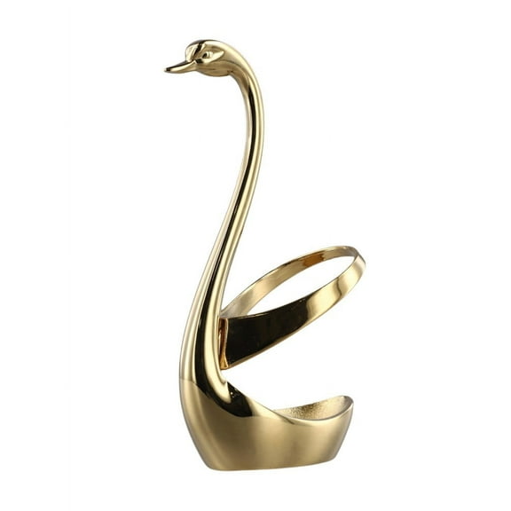 LITTLE HOME Swan Shaped Stainless Steel Utensil Holder Kitchen Organizer Flatware Caddy Cutlery Storage Container Decorative Spoon Fork Rack Gold 7x15cm