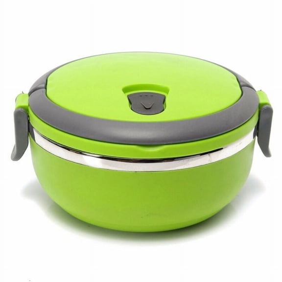 LITTLE HOME Thermal Lunch Box, Stackable Hot Food Insulated Box, Thermos For Hot Food, 304 Stainless Steel Round Lunchbox, Sealed Food Containers for Insulated Bento Picnics(Single Layer Green)
