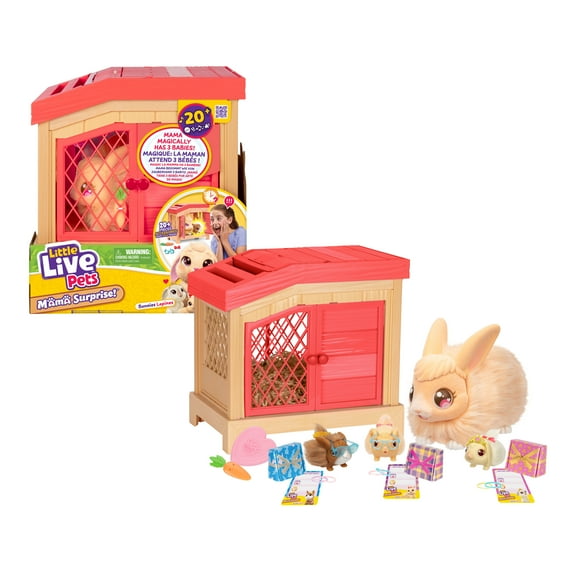 Little Live Pets Mama Surprise Bunny| Soft, Interactive Mama, 20+ Sounds & Reactions, Ages 4+