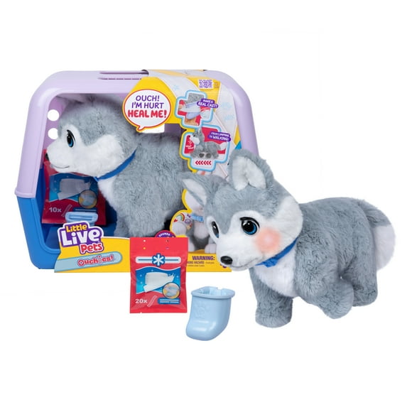 Little Live Pets Ouchies, Aspen The Husky Puppy ,50+ Sounds & Reactions Ages 5+, Walmart Exclusive