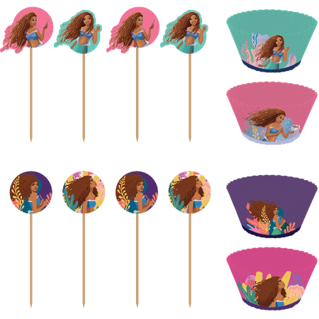 LITTLE MERMAID CUPCAKE WRAPPER & PICK SET