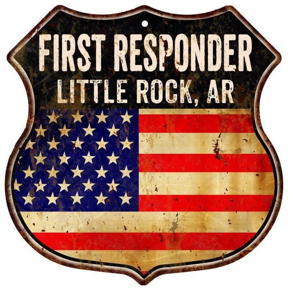 LITTLE ROCK, AR First Responder USA 12x12 Metal Sign Fire Police 211110022109