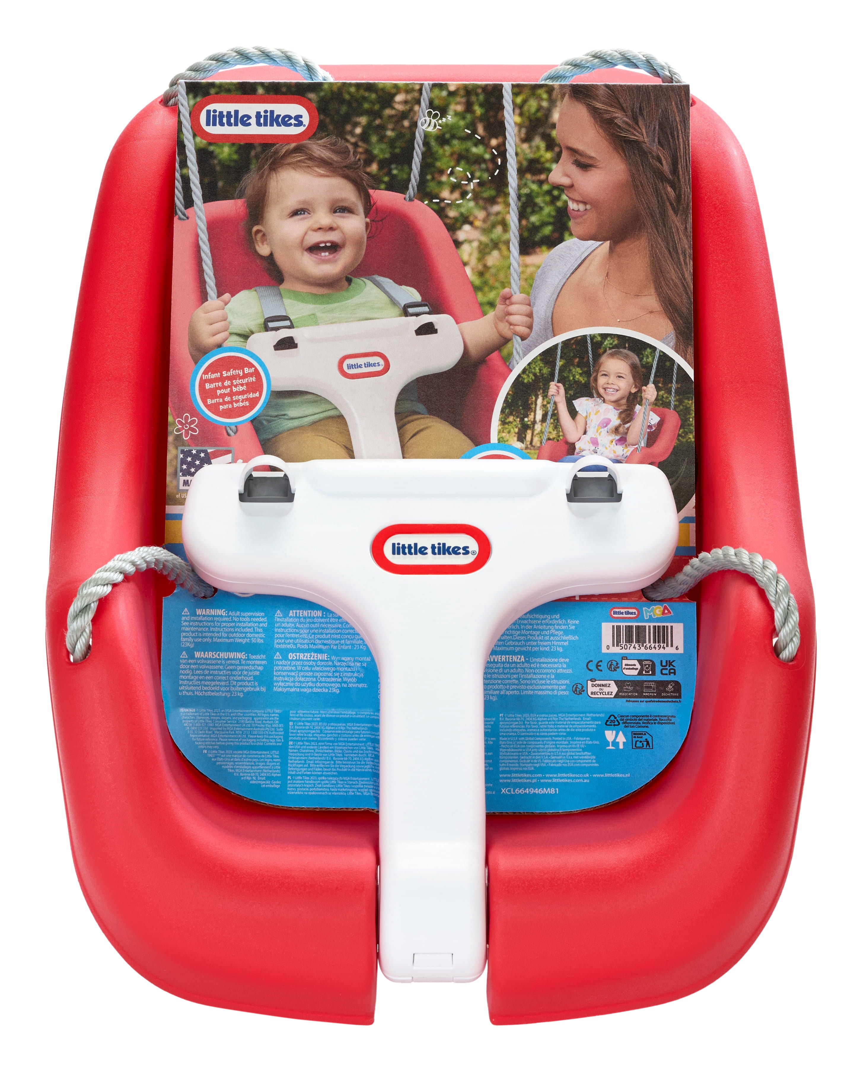 Little Tikes 2-in-1 Snug 'n Secure T Bar Swing- Red, Baby and Toddlers Ages 9 Months - 4 Years