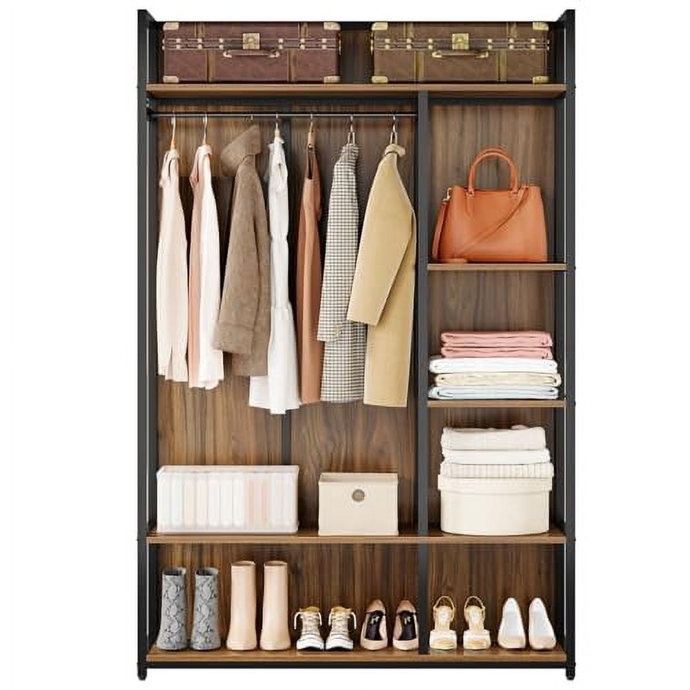 Free Standing Wardrobe Racks LITTLE TREE Free Standing Wood Closet Clothes Rack,Heavy Duty Grament ...