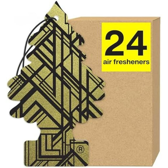 LITTLE TREES Air Fresheners Car Air Freshener. Hanging Tree Provides Long Lasting Scent for Auto or Home. Gold, 24 Air Fresheners