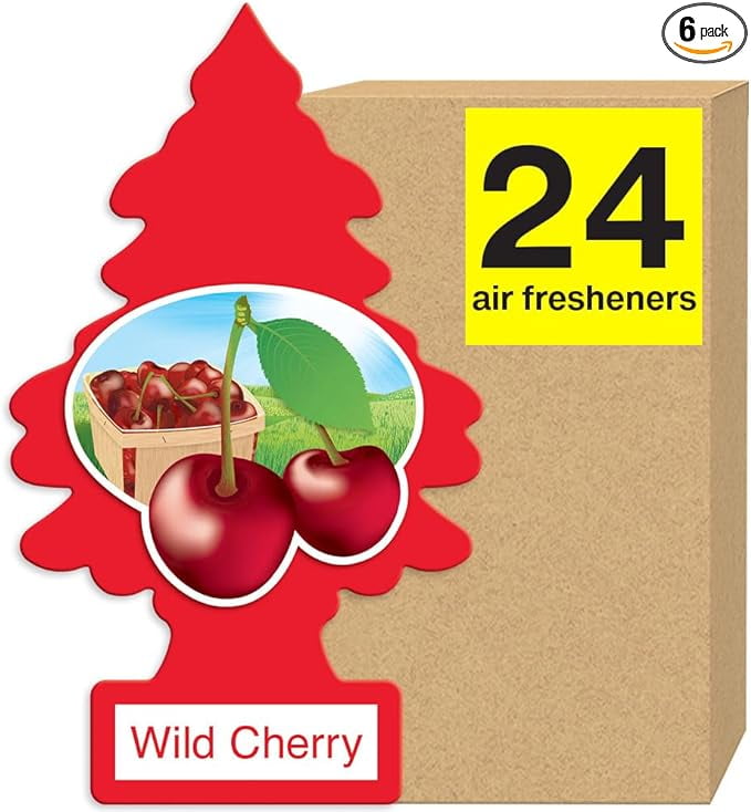 LITTLE TREES Air Fresheners Car Air Freshener. Hanging Tree Provides Long Lasting Scent for Auto or Home. Wild Cherry, 24 Air Fresheners