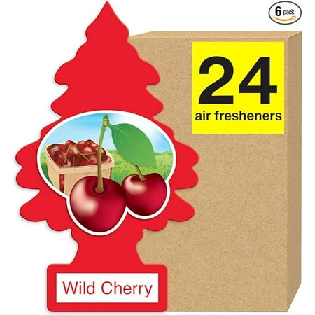 LITTLE TREES Air Fresheners Car Air Freshener. Hanging Tree Provides Long Lasting Scent for Auto or Home. Wild Cherry, 24 Air Fresheners