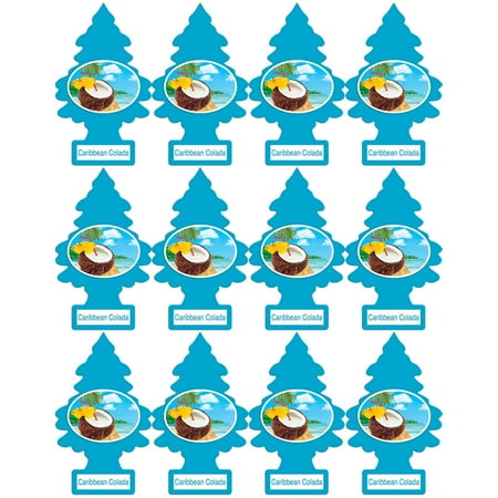 LITTLE TREES Car Air Freshener, Caribbean Colada, Individual, 12 Pack