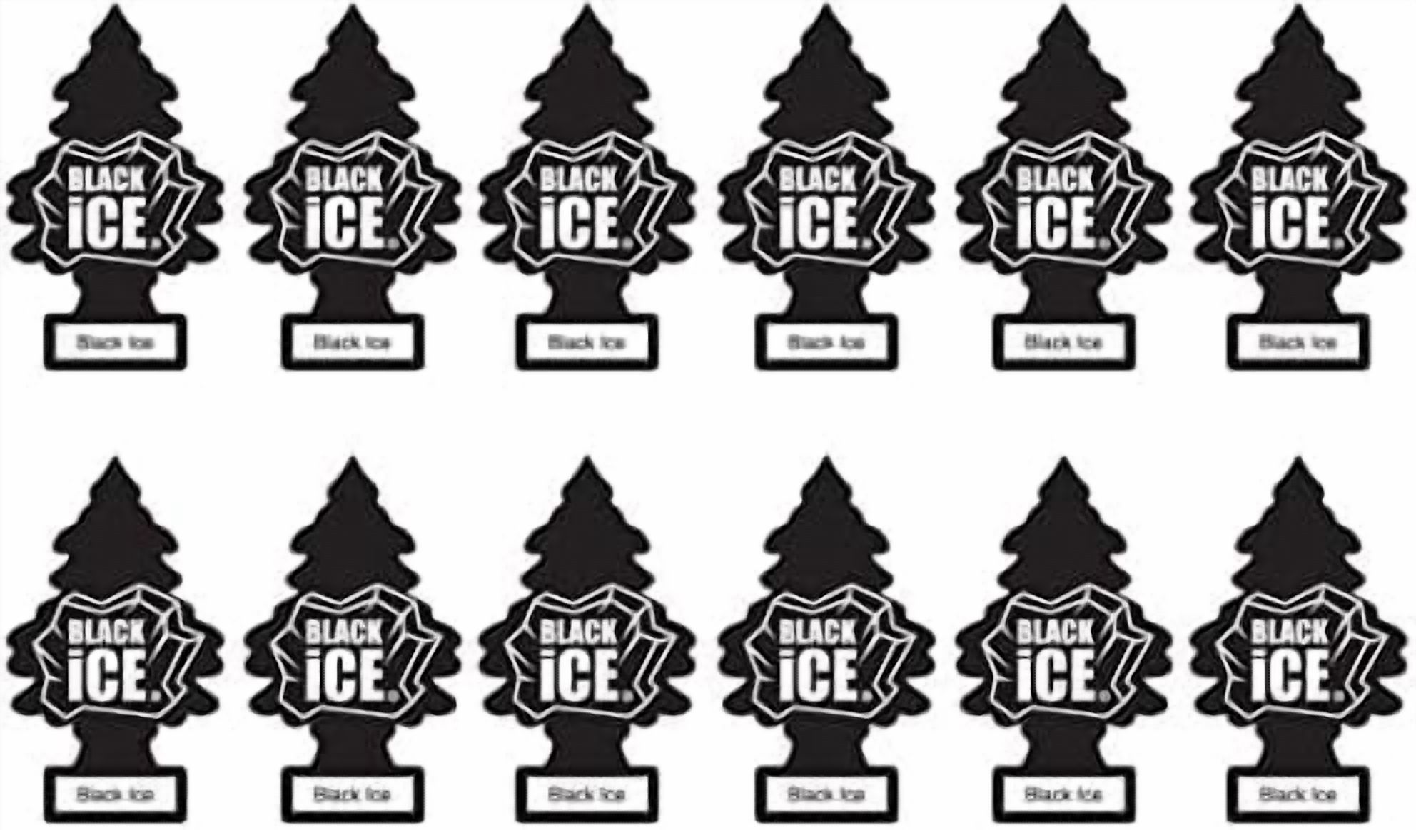 LITTLE TREES Car Air Freshener | Hanging Paper Tree for Home or Car | Black Ice | 12 Pack