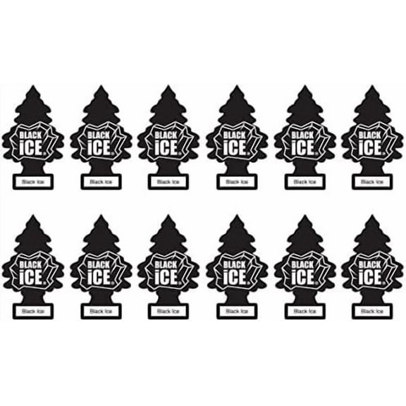 LITTLE TREES Car Air Freshener | Hanging Paper Tree for Home or Car | Black Ice | 12 Pack
