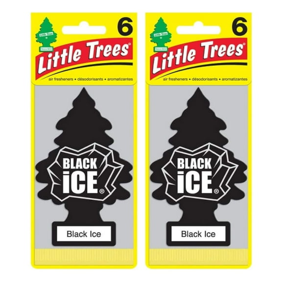 LITTLE TREES Car Air Freshener, Hanging Paper Tree for Home or Car, Black Ice - 12 Pack