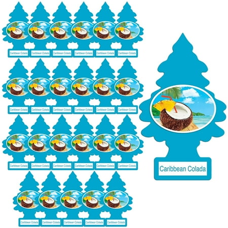 LITTLE TREES Car Air Freshener, Hanging Paper Tree for Home or Car, Caribbean Colada, 24 Pack
