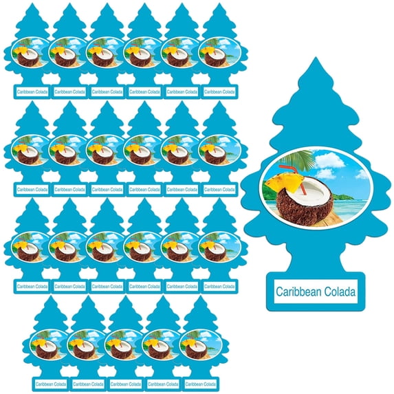 LITTLE TREES Car Air Freshener, Hanging Paper Tree for Home or Car, Caribbean Colada, 24 Pack