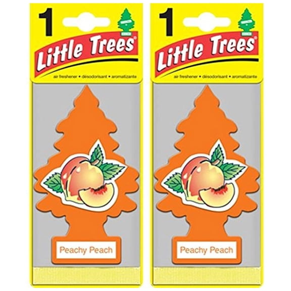 LITTLE TREES Car Air Freshener, Hanging Paper Tree for Home or Car, Peachy Peach- 2 Pack