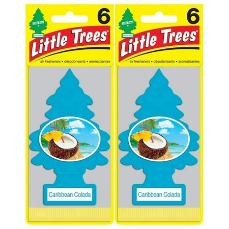 LITTLE TREES Car Air Freshener Hanging Tree, Caribbean Colada (12 Pack)