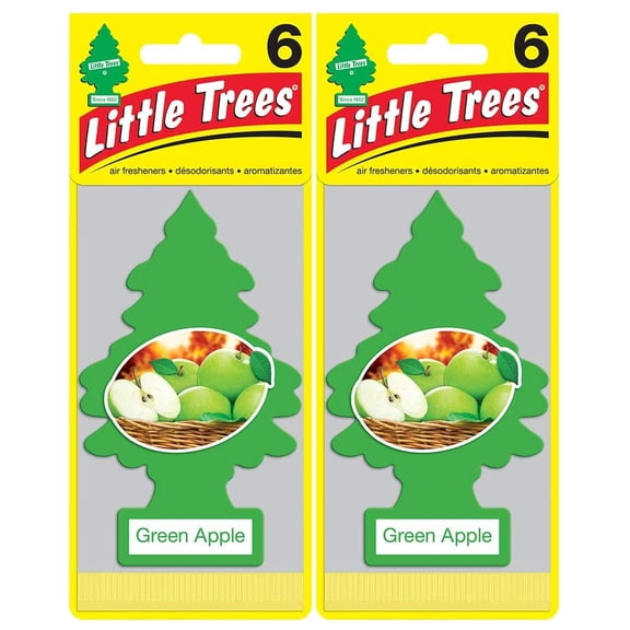 LITTLE TREES Car Air Freshener Hanging Tree, Green Apple (12 Pack)