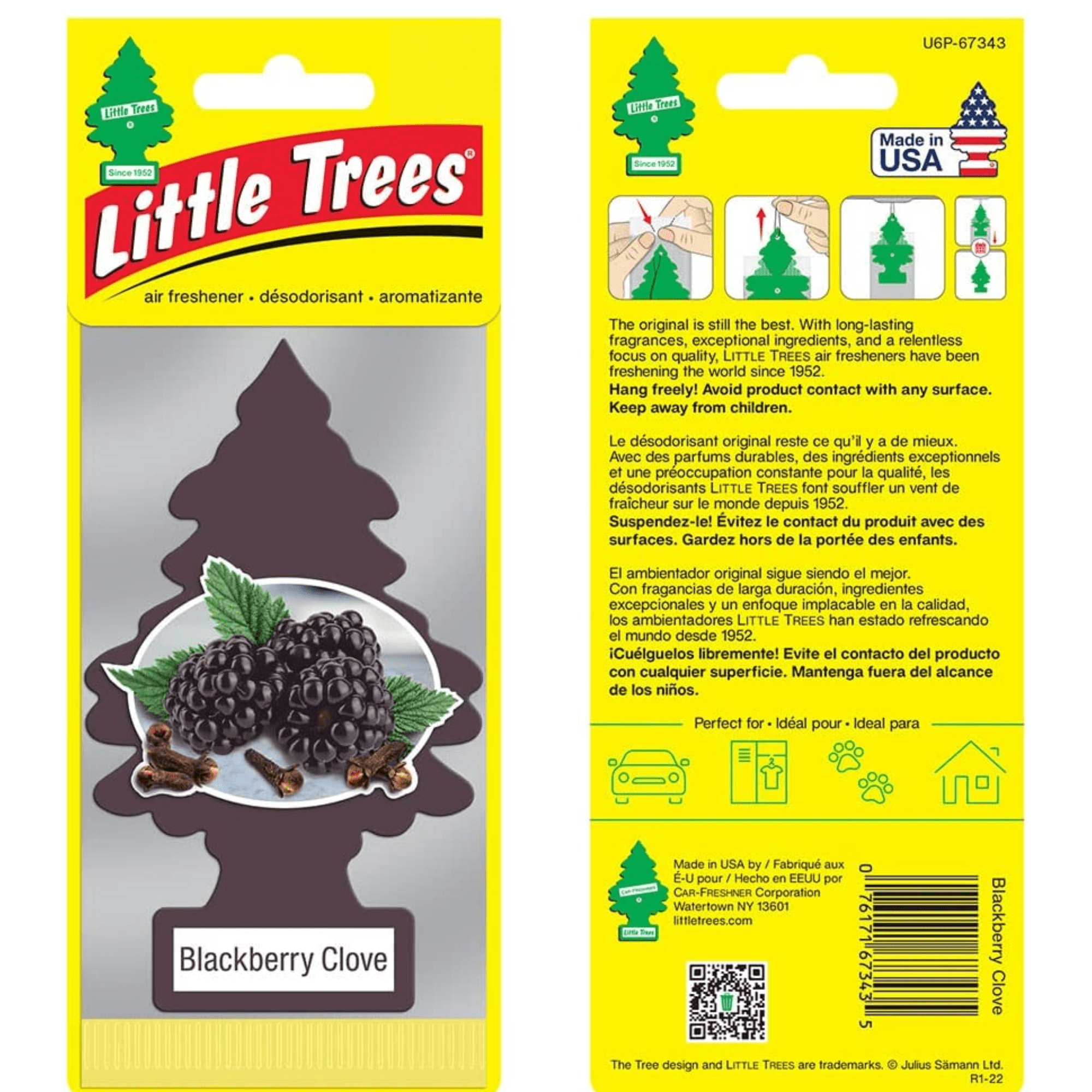 LITTLE TREES Car Air Freshener Hanging Tree Provides Long Lasting Scent for Auto or Home BLACK BERRY COVE Scent, 24 count