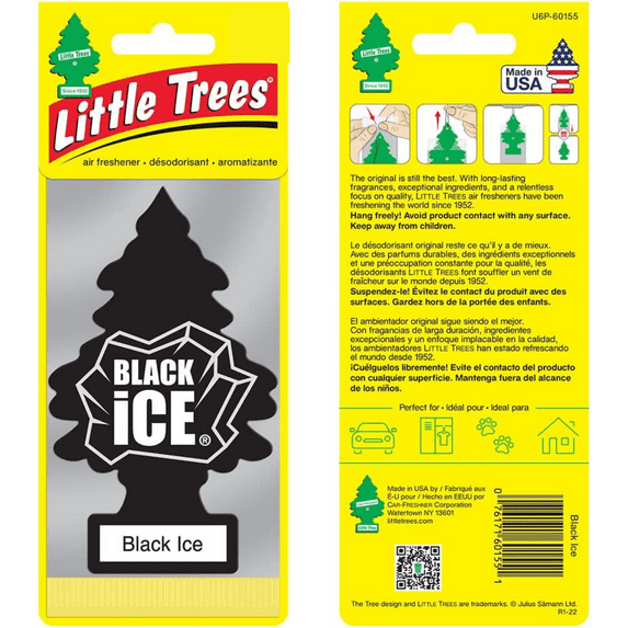 LITTLE TREES Car Air Freshener Hanging Tree Provides Long Lasting Scent for Auto or Home BLACK ICE Scent, 24 count