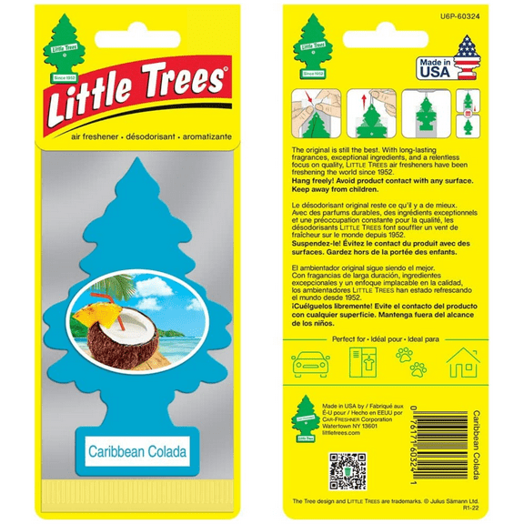 LITTLE TREES Car Air Freshener Hanging Tree Provides Long Lasting Scent for Auto or Home  Caribbean Colada Scent, 24 count