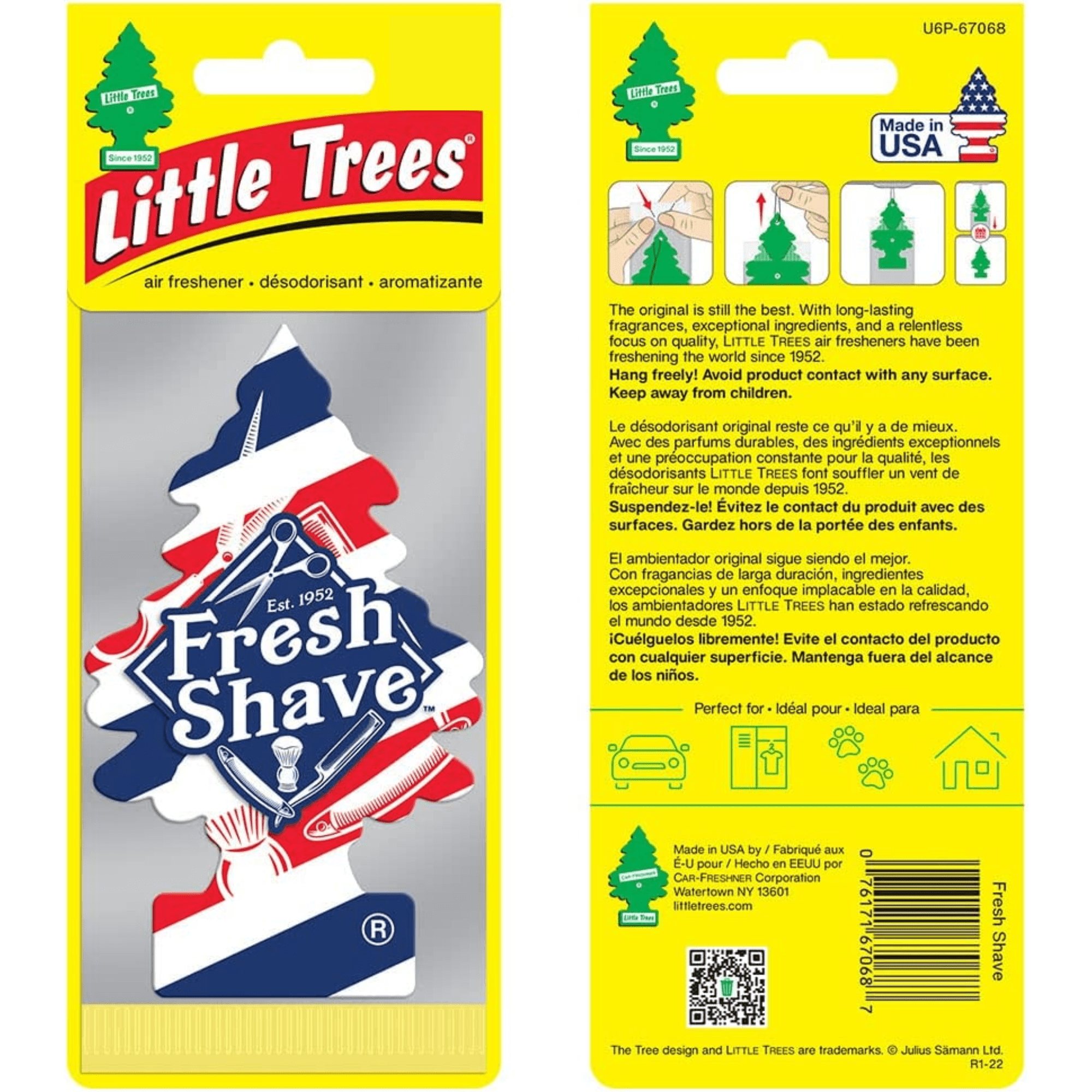 LITTLE TREES Car Air Freshener Hanging Tree Provides Long Lasting Scent for  Auto or Home FRESH SHAVE Scent, 24 count