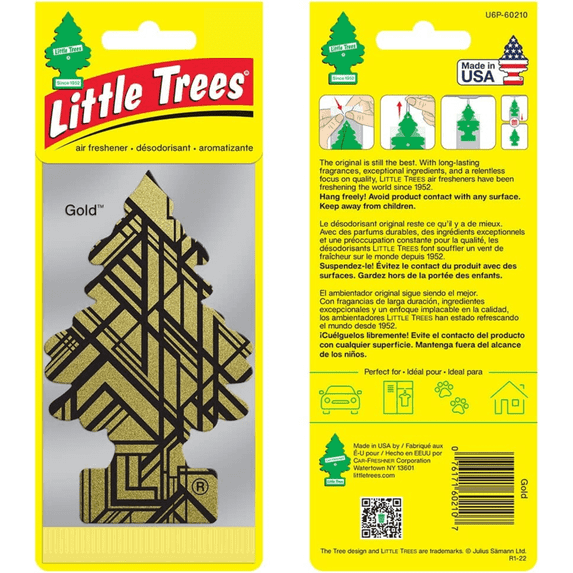 LITTLE TREES Car Air Freshener Hanging Tree Provides Long Lasting Scent for Auto or Home GOLD Scent, 24 count