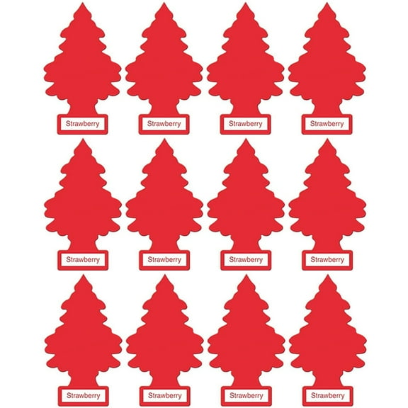 LITTLE TREES Car Air Freshener, Hanging Tree Provides Long Lasting Scent for Auto or Home Strawberry, 12 Pack
