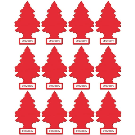 LITTLE TREES Car Air Freshener, Hanging Tree Provides Long Lasting Scent for Auto or Home Strawberry, 12 Pack
