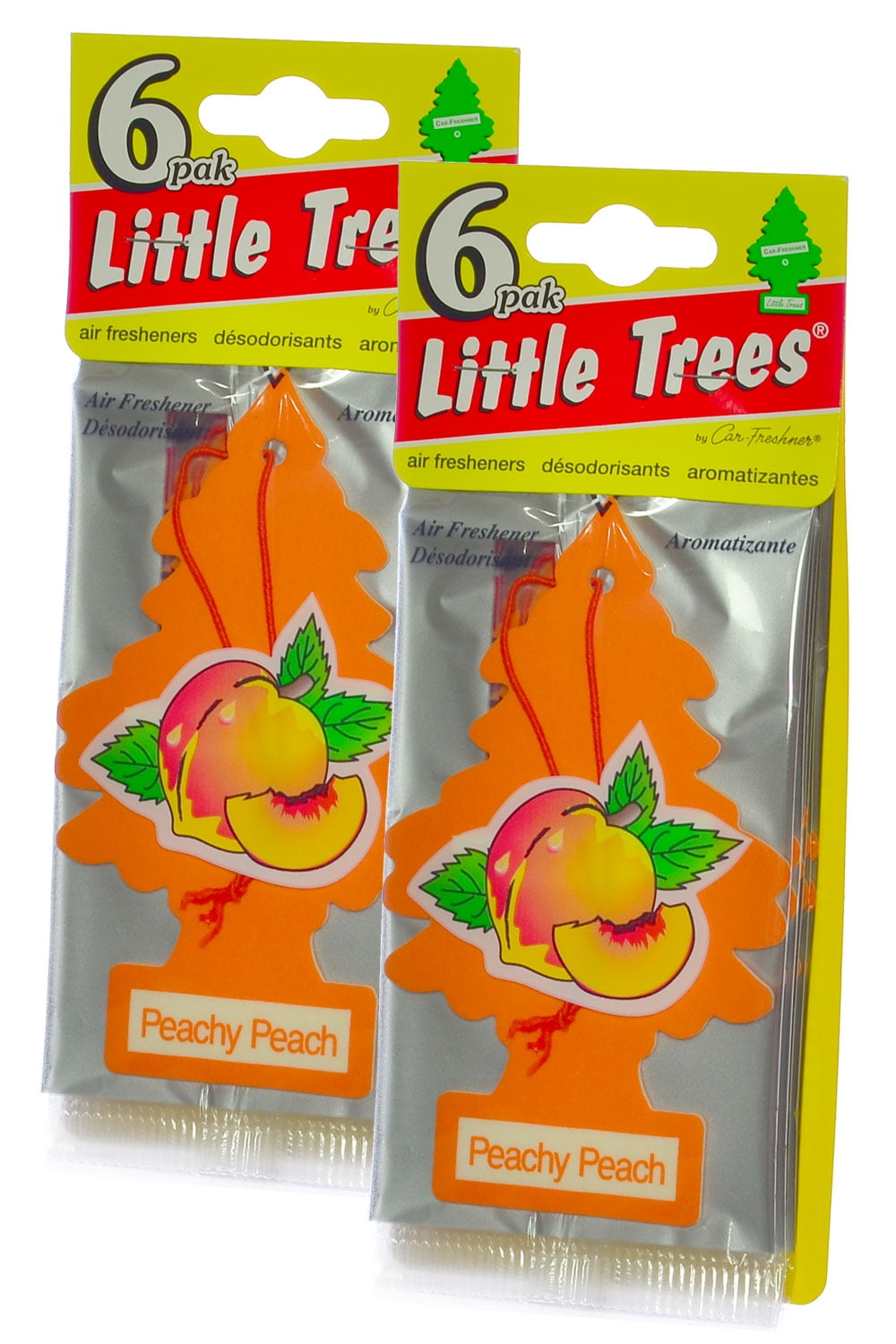 LITTLE TREES Peachy Peach Automotive Air Fresheners, Long-lasting Fragrance, Pack of 12
