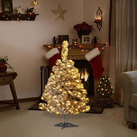 LITUSI 2ft Christmas Tree with 200 Warm White LED Lights, Pre-Lit Snow Flocked Christmas Tree, Realistic Flocked Xmas Tree, Artificial Xmas Tree Christmas Decoration for Home, Entrances