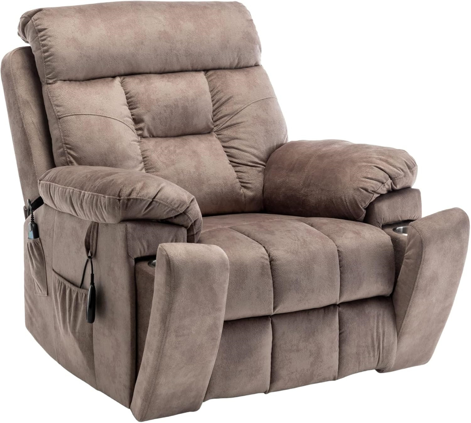 LITVZ 26in Extra Wide Recliner Chair for Big Man 400lbs, Oversized Power Lift Chair with Heat and Massage Hidden Cup Holder, Overstuffed Velvet Stand Up Recliner Lift Chairs for Elderly