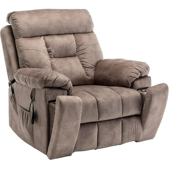 LITVZ 26in Extra Wide Recliner Chair for Big Man 400lbs, Oversized Power Lift Chair with Heat and Massage Hidden Cup Holder, Overstuffed Velvet Stand Up Recliner Lift Chairs for Elderly