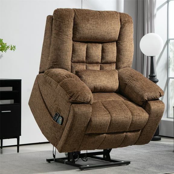 LITVZ 27in Extra Wide Recliner Chair for Big Man 400lbs, 4-Motor Power Lift Recliner Chair with Heat and Massage, Overstuffed Lay Flat Recliner with Hidden Cup Holder for Elderly