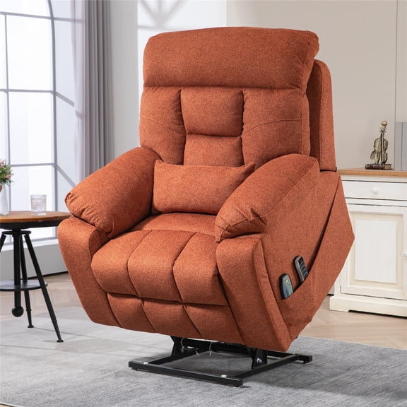 LITVZ 4-Motor Heavy Duty Power Lift Recliner Chair for Elderly, Oversized Lay Flat Recliner with Waist Lumbar Heat and Massage Vibrate, Hidden Cup Holder for Big Man 400lbs