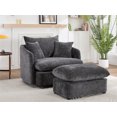thumbnail image 1 of LITVZ Oversized Swivel Accent Chair with Ottoman Set, Upholstered 360° Swivel Barrel Chair and A half with Ottoman, Extra Wide Seat Lounge for Living Room, Reading, Bedrooms, 1 of 10