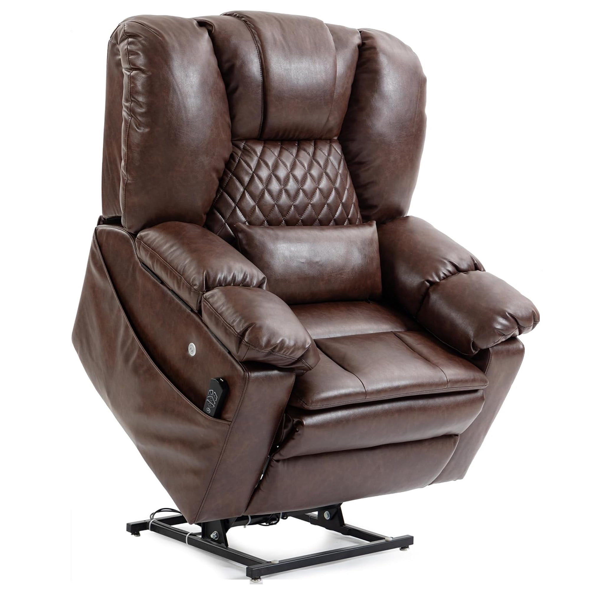 LITVZ Air Compression Waist Massage Recliner for Elderly, Big Man Recliner 400 lbs Heavy Duty, Oversized Power Lift Recliner Chair with Airbag Massage & Heating, Lay Flat 180° for Family