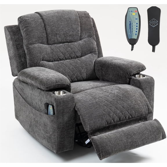 LITVZ Big Man 400lbs Recliners with Extended Foot Rest and Armrest Storage for Elderly