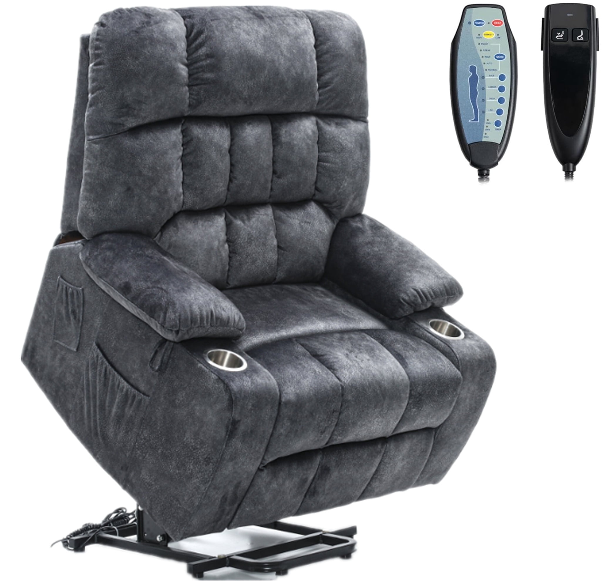 LITVZ Heavy Duty Recliner Chairs with Cup Holders for Adults Big and Tall, Oversized Power Recliner Lift Chair for Elderly, Heat and Massage, Stand Up, Lay Flat 160 Degree Sleeping