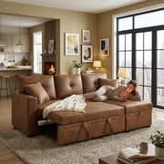 LITVZ L Shaped Sectional Couch with Storage and Pull Out Bed, 3 Seater Sleeper Sofas Convertible Couches with Reversible Chaise for Living Room, Space Saving Small Sofa Bed for Small Spaces